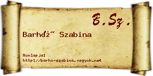 Barhó Szabina névjegykártya